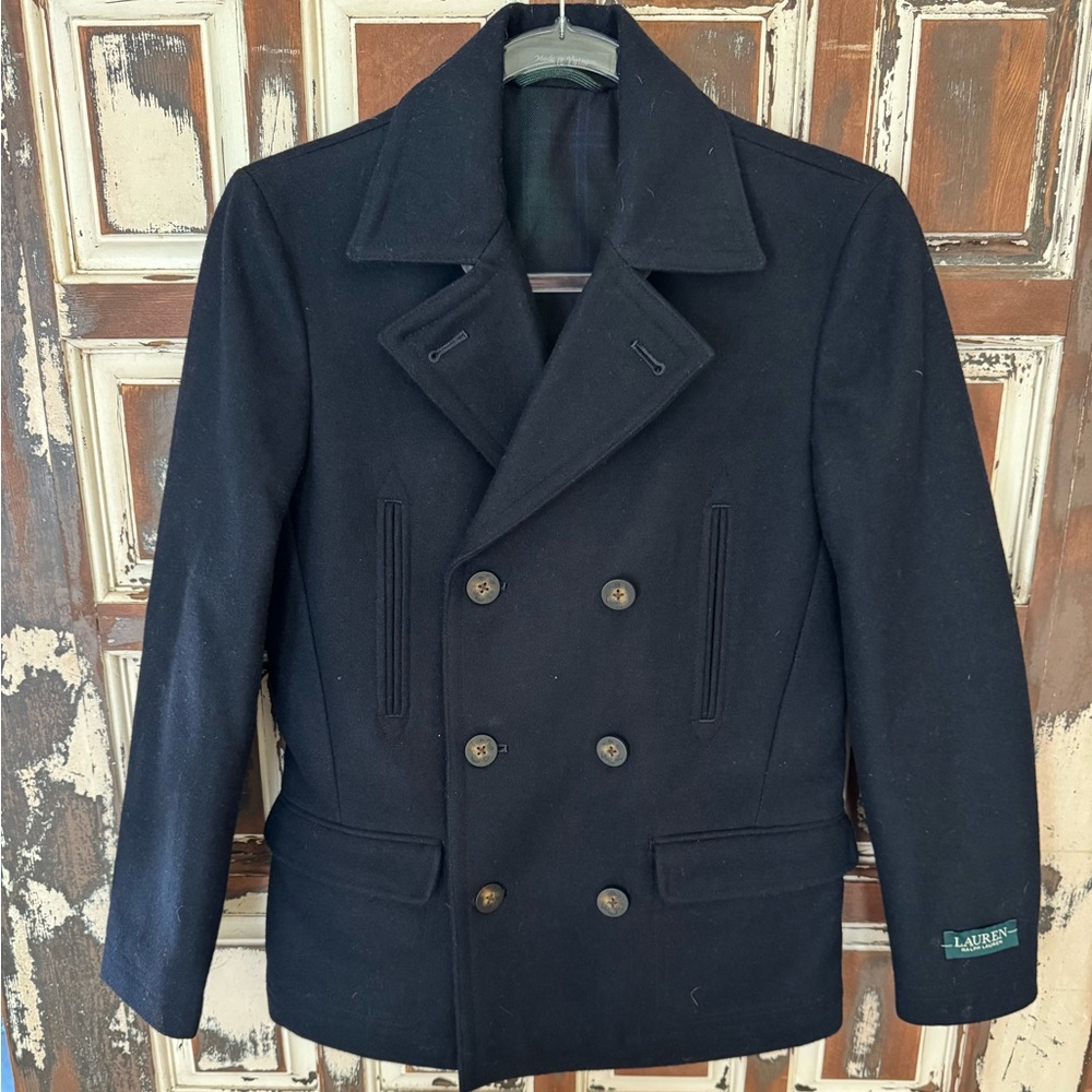 New Boys Ralph Lauren Navy Wool Peacoat - size 12R